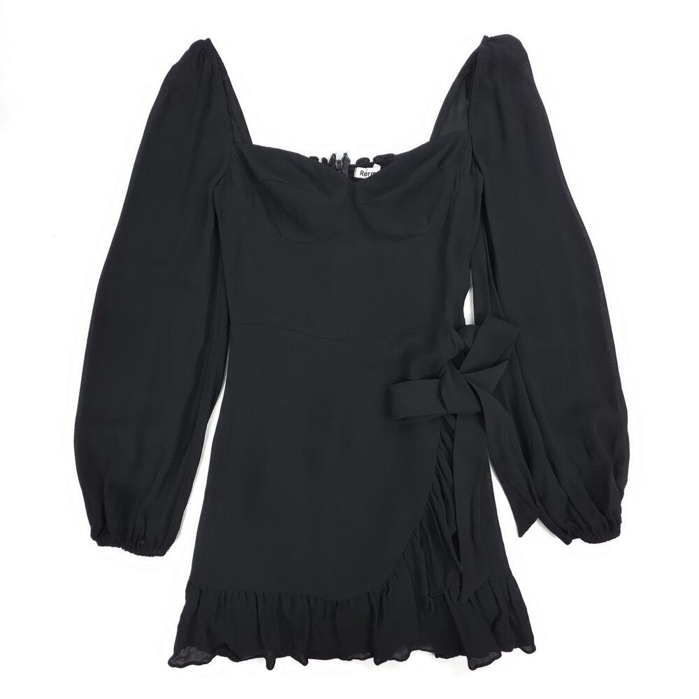 NEW Reformation Cammi Dress Black Whimsigoth Cottagecore Romantic French Girl 4